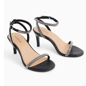 Torrid BLACK FAUX RHINESTONE ANKLE STRAP HEEL 8.5W